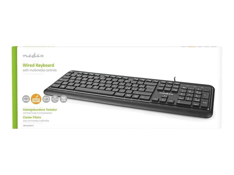 Nedis - keyboard - QWERTY - Italian - black - Tastaturen - Italienisch - Schwarz