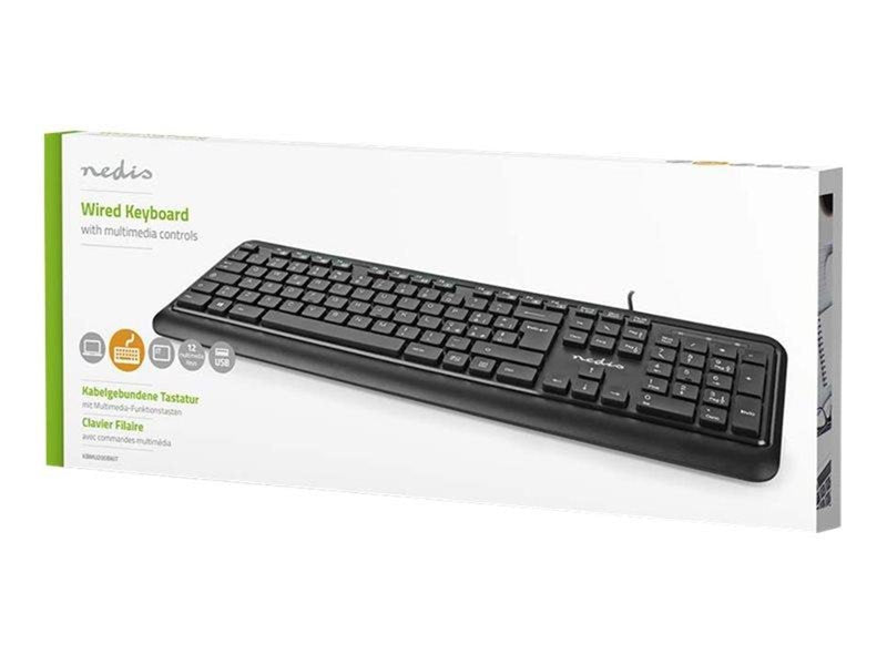 Nedis - keyboard - QWERTY - Italian - black - Tastaturen - Italienisch - Schwarz