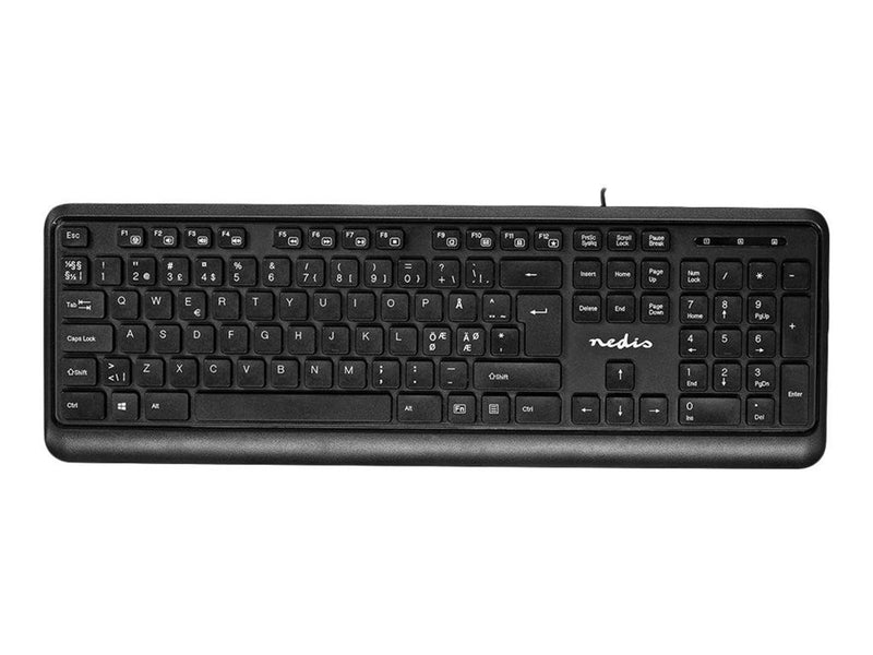 Nedis - keyboard - QWERTY - Nordic - black - Tastaturen - Nordisch - Schwarz