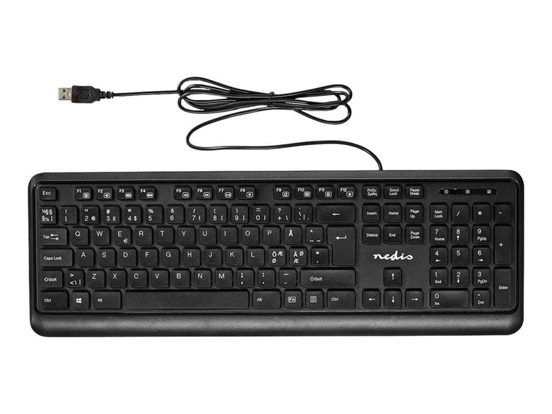 Nedis - keyboard - QWERTY - Nordic - black - Tastaturen - Nordisch - Schwarz