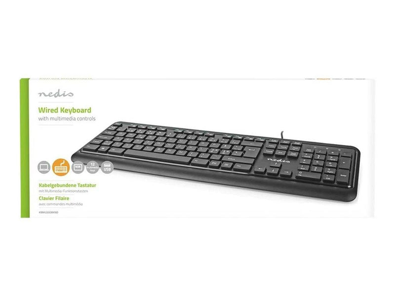 Nedis - keyboard - QWERTY - Nordic - black - Tastaturen - Nordisch - Schwarz