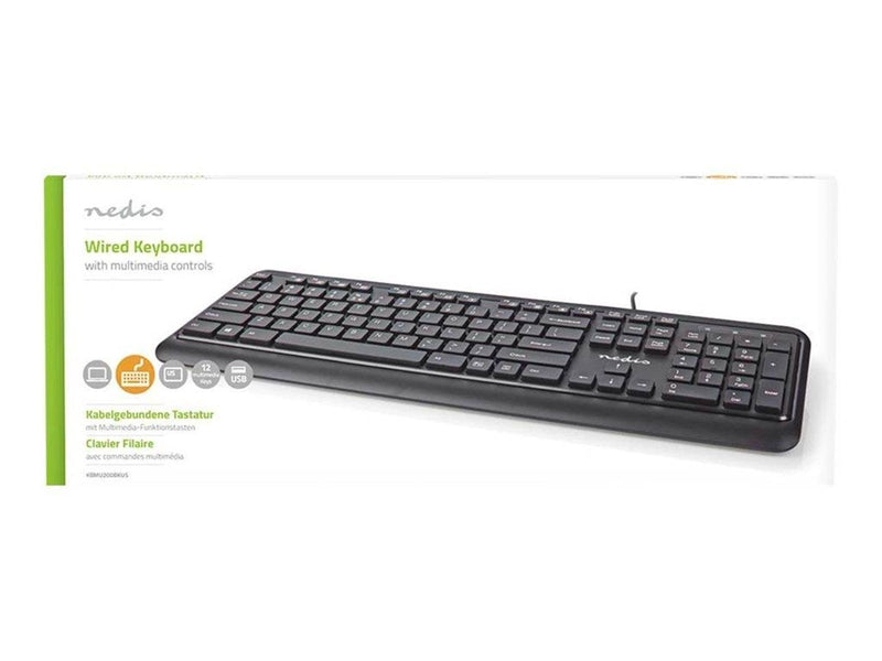 Nedis - keyboard - QWERTY - US International - black - Tastaturen - Universal - Schwarz