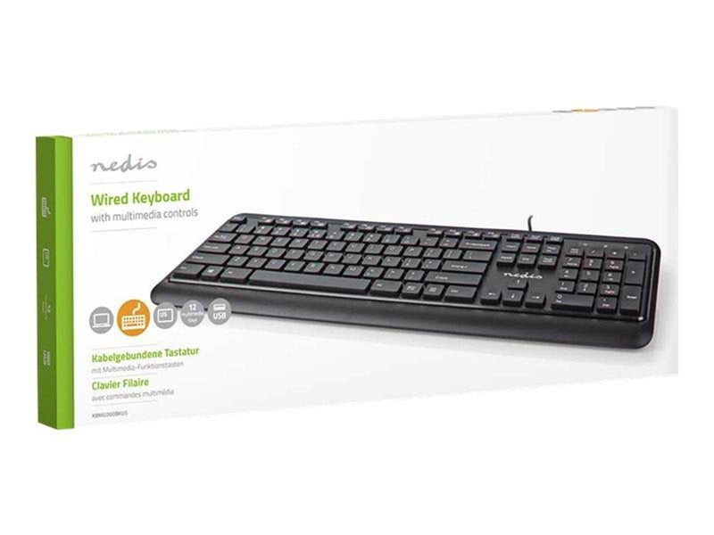 Nedis - keyboard - QWERTY - US International - black - Tastaturen - Universal - Schwarz
