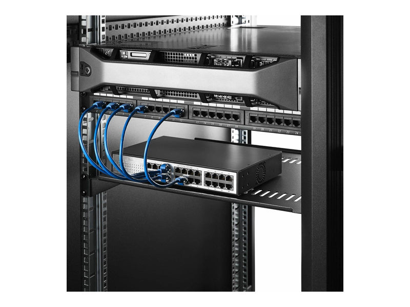 StarTech.com 2-Pack 1U Server Rack Shelf Vented 44lb Capacity 16" Deep (CABSHELF116V2PK) - rack shelf - 1U