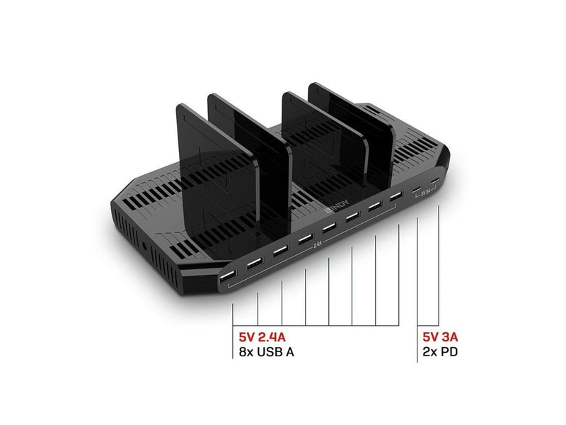 Lindy 120W 10 Port USB Charging Station