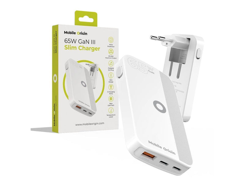 Mobile Origin GaN III Slim Charger - White - 65Watt