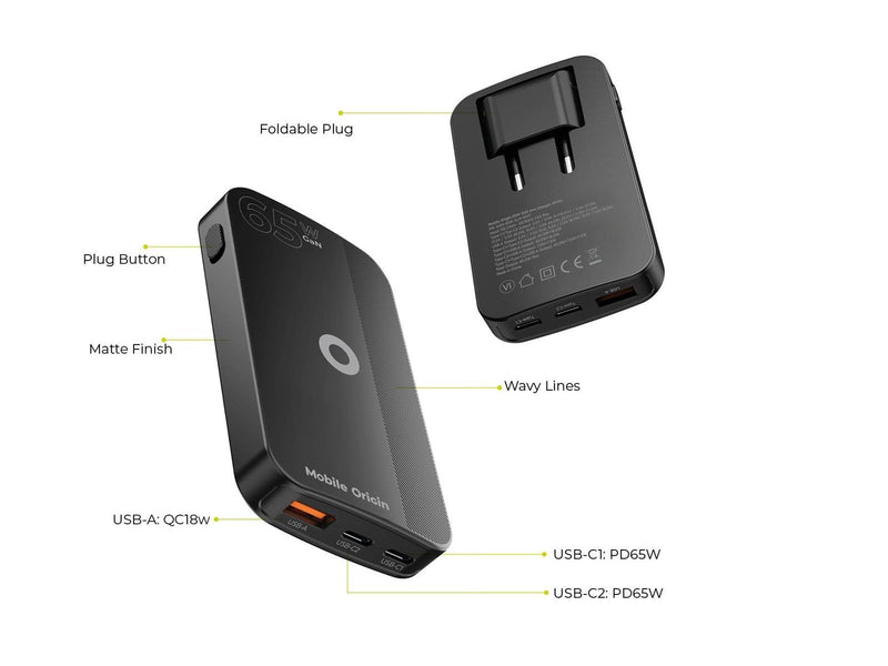 Mobile Origin GaN III Slim Charger - White - 65Watt