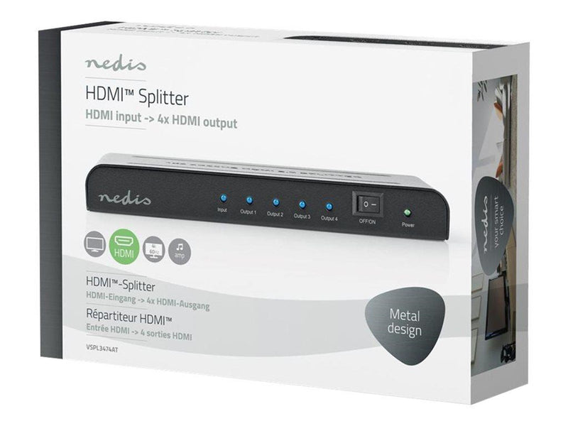 Nedis VSPL3474AT - video/audio splitter - 4 ports