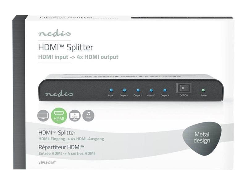 Nedis VSPL3474AT - video/audio splitter - 4 ports