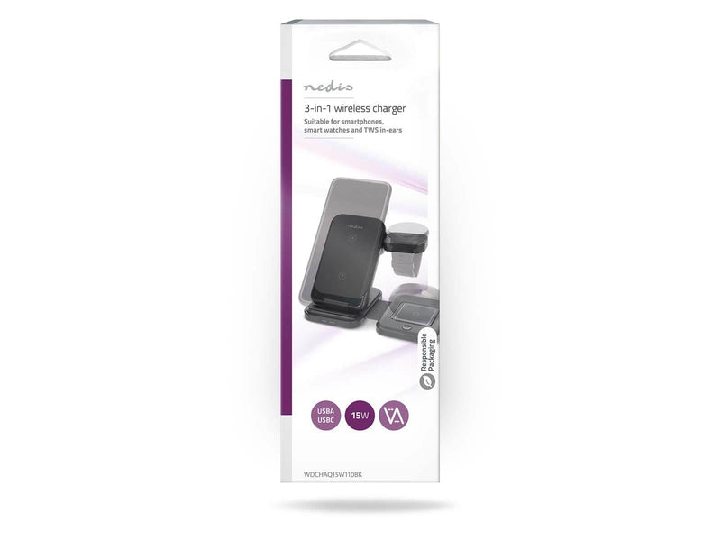 Nedis Wireless Charger | 3-in-1 | 15 W | LED-indicator in use