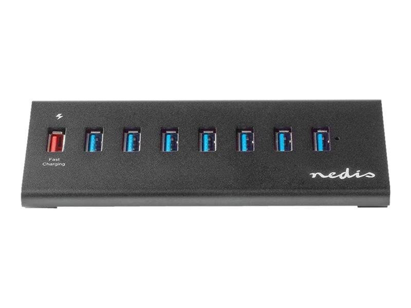 Nedis UHUBUP3810BK - hub - 8 ports USB-Hubs - USB 3.2 - 8 Anschlüsse - Schwarz