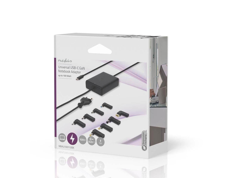 Nedis notebook-adapter | GaN | 100 W | 5 / 9 / 12 / 15 / 20 V DC | 3.0 / 5.0 A