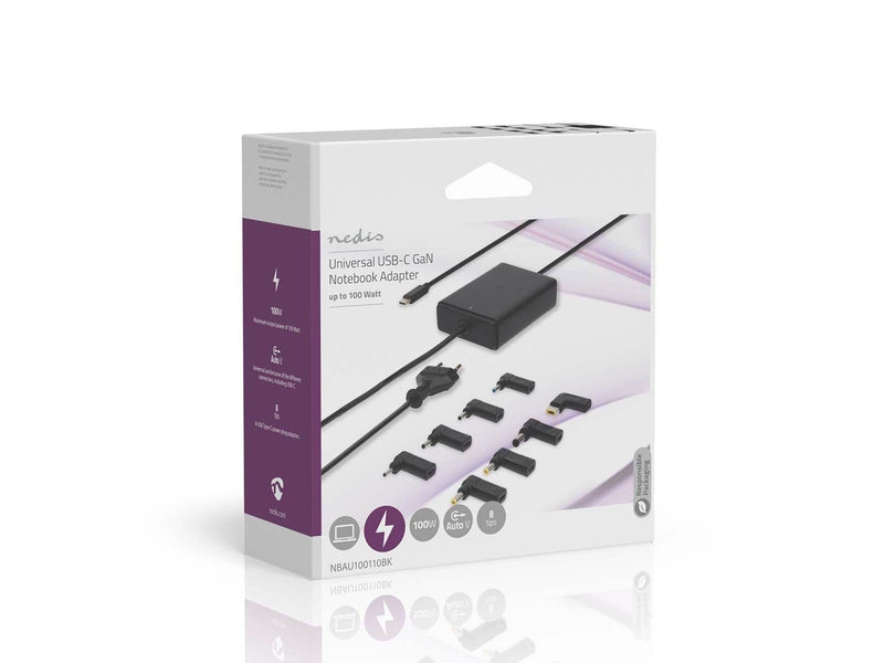 Nedis notebook-adapter | GaN | 100 W | 5 / 9 / 12 / 15 / 20 V DC | 3.0 / 5.0 A