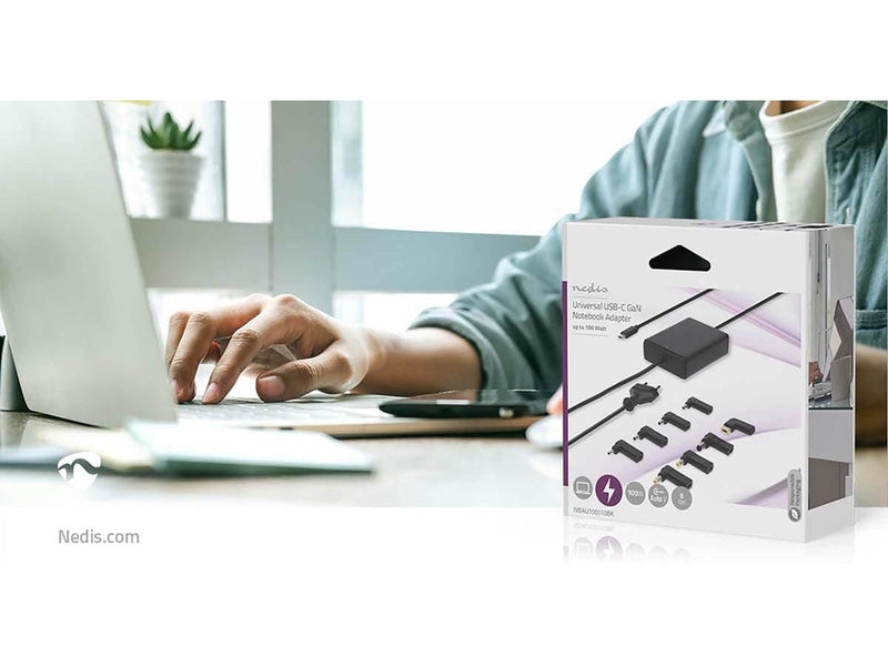 Nedis notebook-adapter | GaN | 100 W | 5 / 9 / 12 / 15 / 20 V DC | 3.0 / 5.0 A