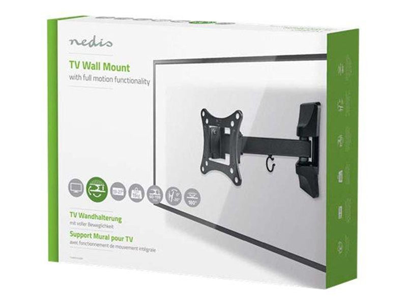 Nedis TVWM1330BK bracket - full-motion - for TV - black 30 kg 55" 100 x 100 mm
