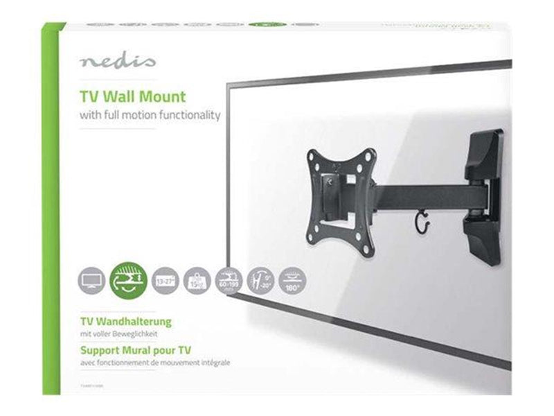 Nedis TVWM1330BK bracket - full-motion - for TV - black 30 kg 55" 100 x 100 mm