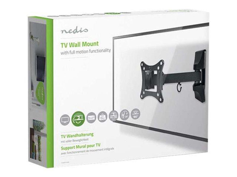 Nedis TVWM1330BK bracket - full-motion - for TV - black 30 kg 55" 100 x 100 mm