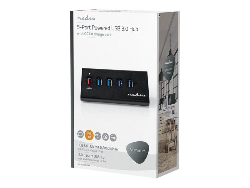 Nedis UHUBUP3510BK - hub - 5 ports USB-Hubs - USB 3.2 - 5 - Schwarz