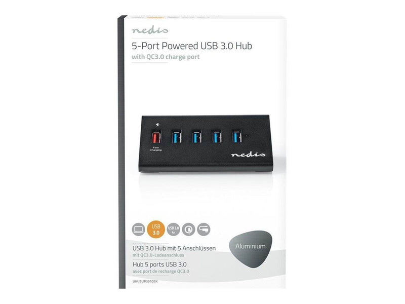 Nedis UHUBUP3510BK - hub - 5 ports USB-Hubs - USB 3.2 - 5 - Schwarz
