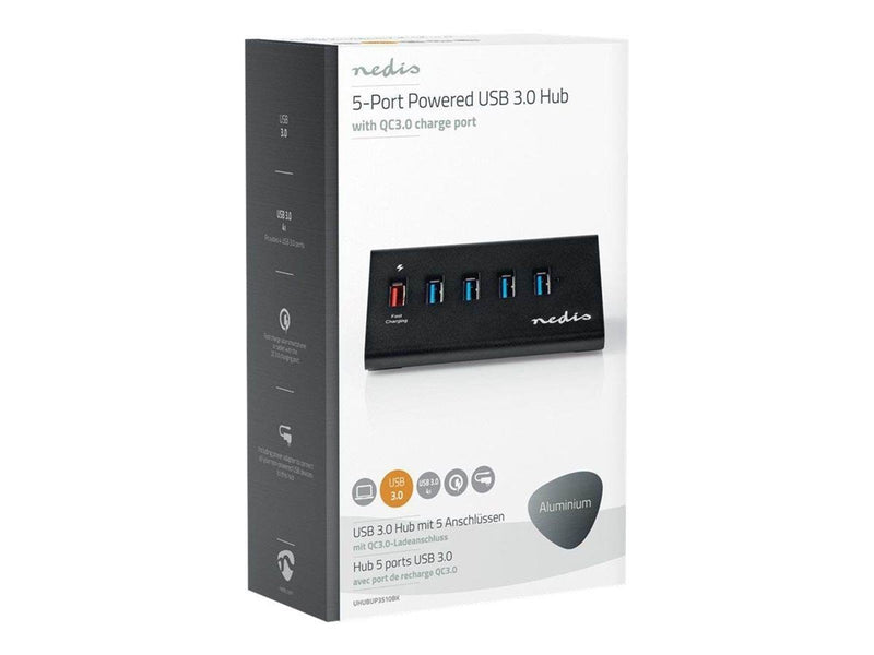 Nedis UHUBUP3510BK - hub - 5 ports USB-Hubs - USB 3.2 - 5 - Schwarz