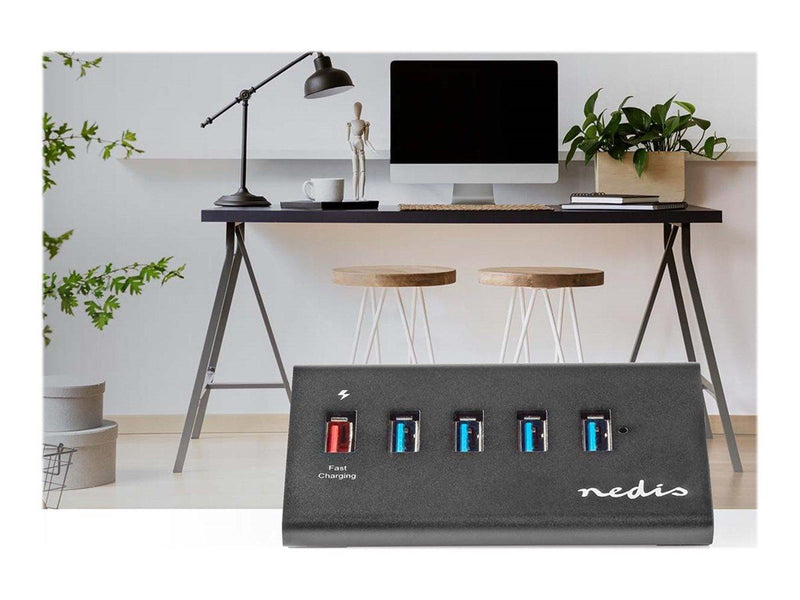 Nedis UHUBUP3510BK - hub - 5 ports USB-Hubs - USB 3.2 - 5 - Schwarz