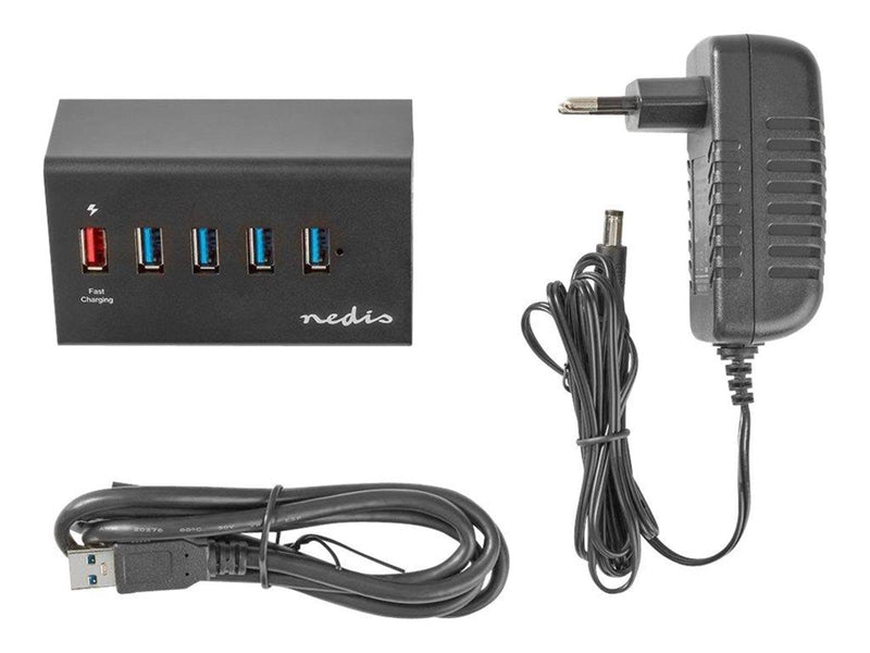 Nedis UHUBUP3510BK - hub - 5 ports USB-Hubs - USB 3.2 - 5 - Schwarz
