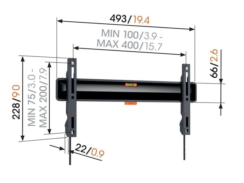 Vogel's Comfort TVM 3405 - Black 50 kg 77" 100 x 100 mm