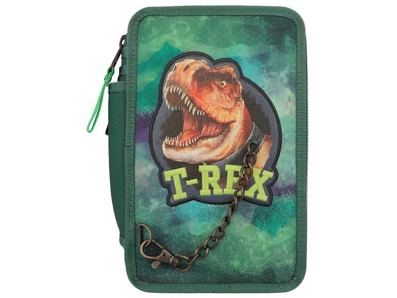 Depesche Dino World - T-rex - Triple Pencil Case - Green w/ Chain