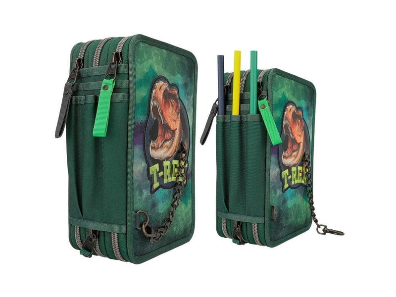 Depesche Dino World - T-rex - Triple Pencil Case - Green w/ Chain