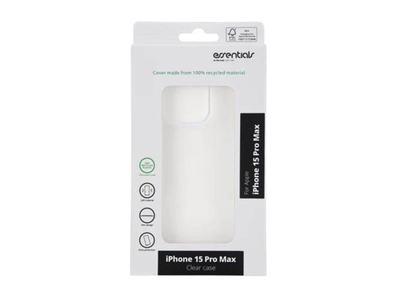 Essentials iPhone 15 Pro Max Recycled TPU Back Cover - Transparent