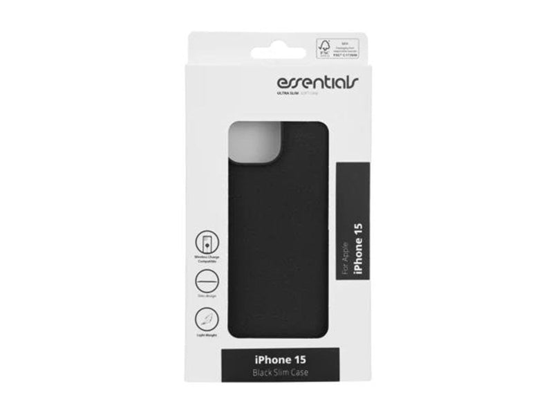 Essentials iPhone 15 Sand Bursted Back Cover - Black