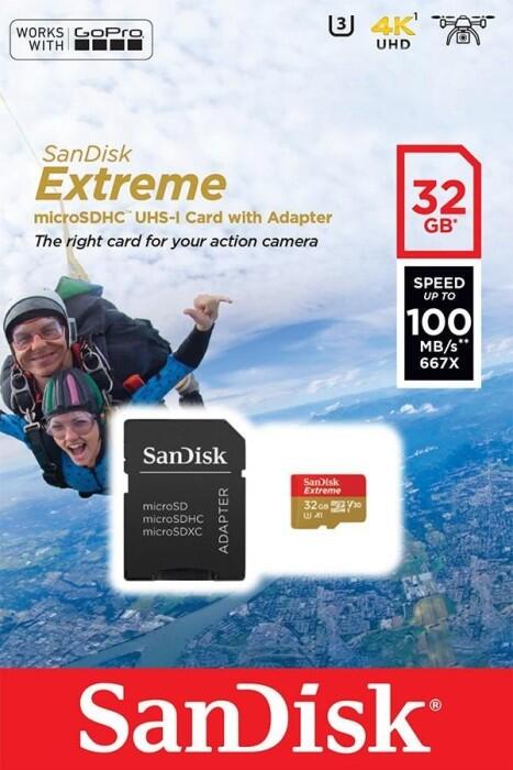 SanDisk Extreme microSDHC Speicherkarte 32GB + SD-Adapter