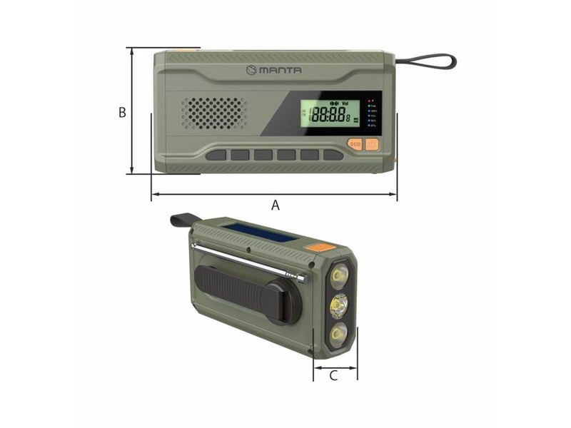 Manta Portable Emergency Radio - FM - Mono - Grün