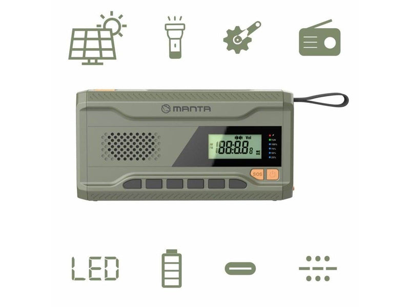 Manta Portable Emergency Radio - FM - Mono - Grün
