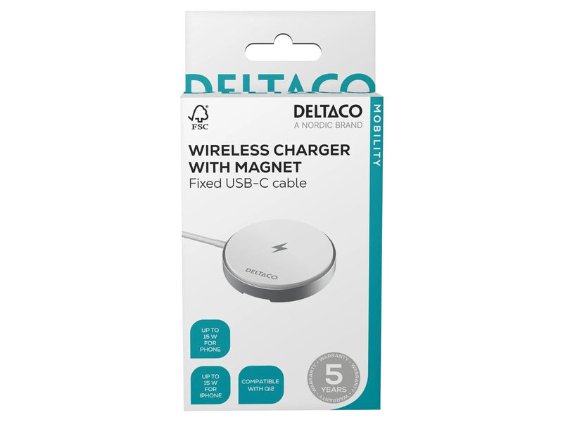Deltaco Magnetic Wireless Charger 15W