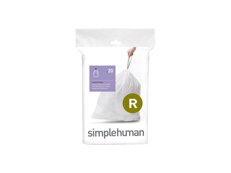 Simplehuman Code R maßgeschneiderte Müllbeutel, Packung mit 20, weiß