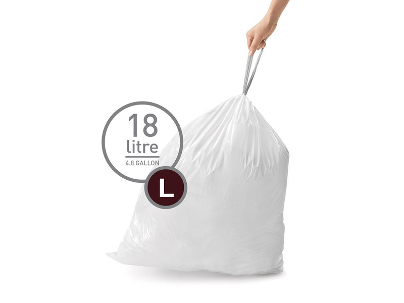 Simplehuman Code L maßgeschneiderte Müllbeutel, Packung mit 20, weiß