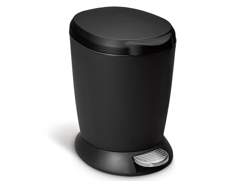 Simplehuman 6L runder Pedal-Mülleimer, schwarzer Kunststoff