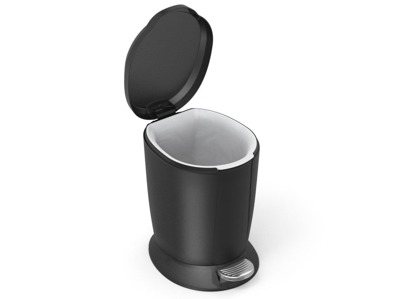 Simplehuman 6L runder Pedal-Mülleimer, schwarzer Kunststoff