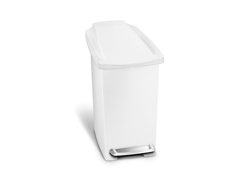 Simplehuman 10L schlanker Treteimer, weißer Kunststoff