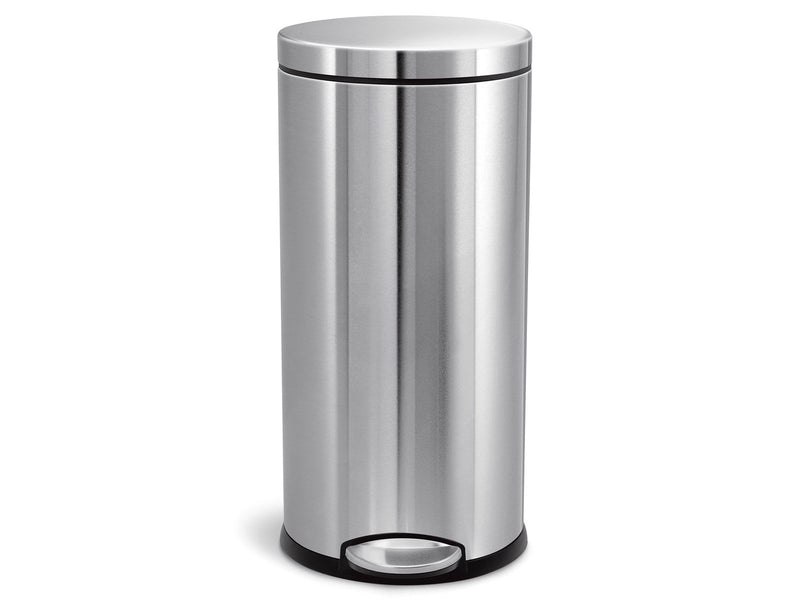 Simplehuman 30L runder Tretmülleimer, gebürsteter Edelstahl