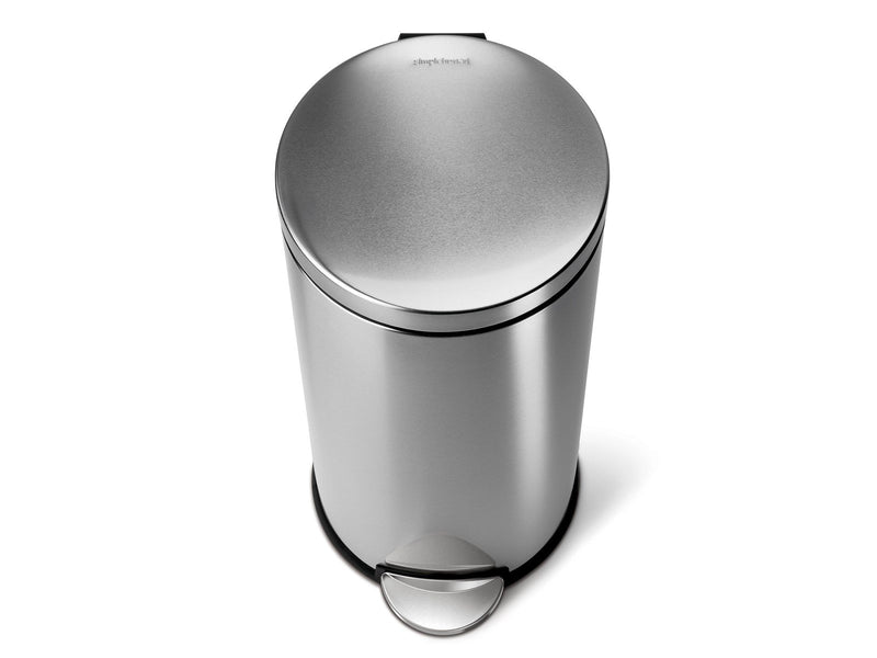 Simplehuman 30L runder Tretmülleimer, gebürsteter Edelstahl