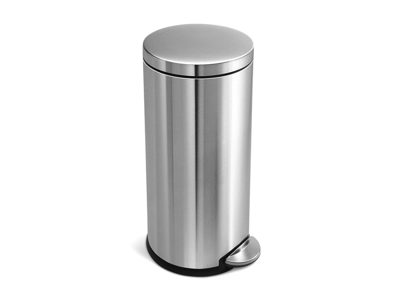Simplehuman 30L runder Tretmülleimer, gebürsteter Edelstahl
