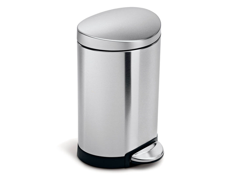 Simplehuman 6L halb-runder Pedaleimer, gebürsteter Edelstahl