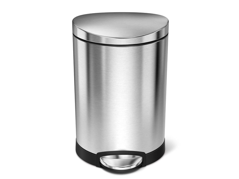 Simplehuman 6L halb-runder Pedaleimer, gebürsteter Edelstahl