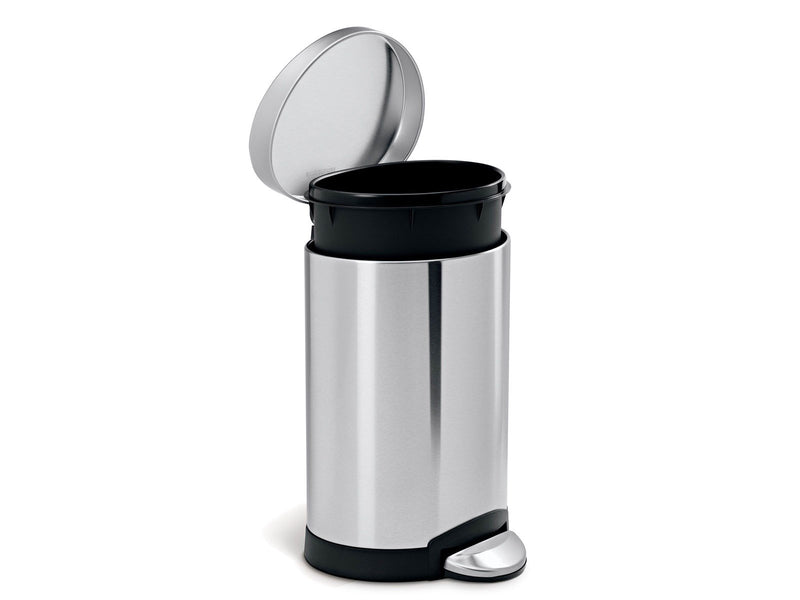 Simplehuman 6L halb-runder Pedaleimer, gebürsteter Edelstahl
