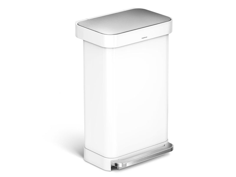 Simplehuman 45L rechteckiger Behälter mit Liner-Tasche, weiß