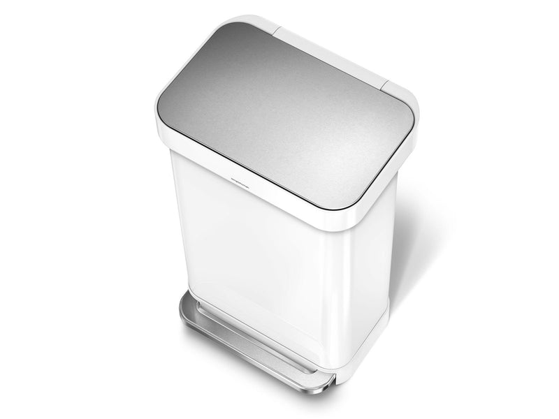 Simplehuman 45L rechteckiger Behälter mit Liner-Tasche, weiß