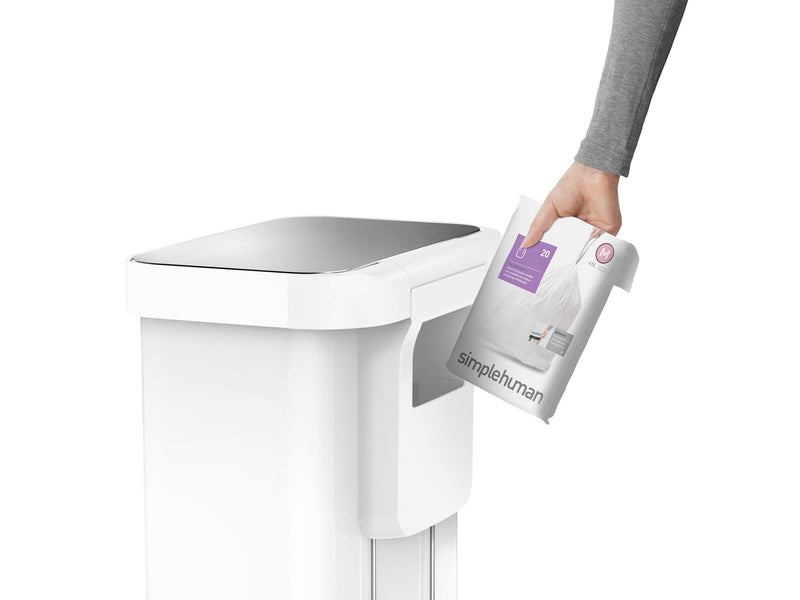 Simplehuman 45L rechteckiger Behälter mit Liner-Tasche, weiß