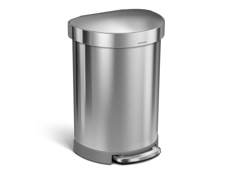 Simplehuman 60L halbrunder Pedalbehälter, gebürsteter Edelstahl